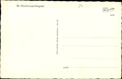 Ak Sonsbeck Nordrhein Westfalen, St. Gerebernus Hospital, Gebäude, Kirche