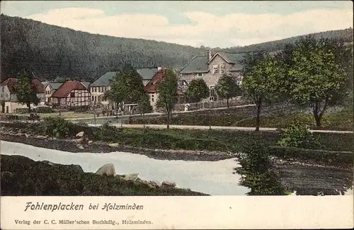 Ak Fohlenplacken Neuhaus im Solling Holzminden Niedersachsen, Blick auf den Ort