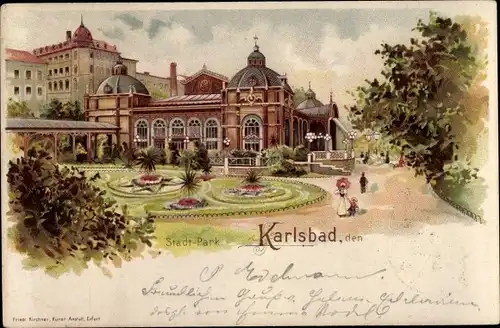 Litho Karlovy Vary Karlsbad Stadt, Stadtpark