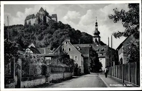 Ak Rothenfels am Main Unterfranken, Straßenpartie, Kirche, Burg