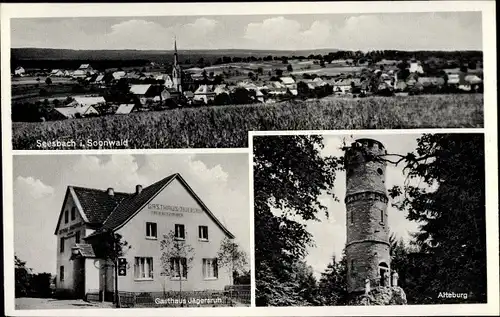 Ak Seesbach im Soonwald, Panorama, Alteburg, Gasthof Jägersruh, Bes. Hans Bohr