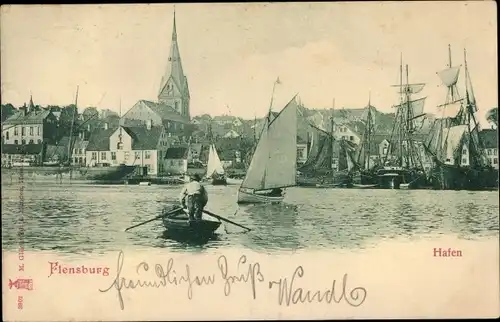 Ak Flensburg in Schleswig Holstein, Hafen