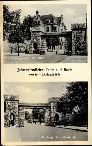 Ak Calbe an der Saale, Bernburger Tor, Jahrtausendfeier 1936