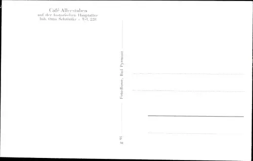 Ak Bad Pyrmont in Niedersachsen, Café Alleestuben, Inh. Otto Schröttke