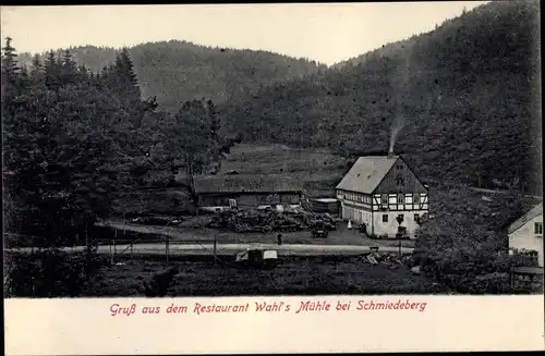 Ak Schmiedeberg im Erzgebirge, Restaurant Wahl's Mühle, Waldlandschaft