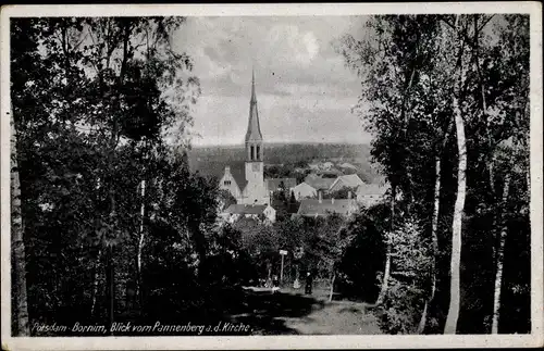 Ak Bornim Potsdam in Brandenburg, Kirche vom Pannenberg gesehen