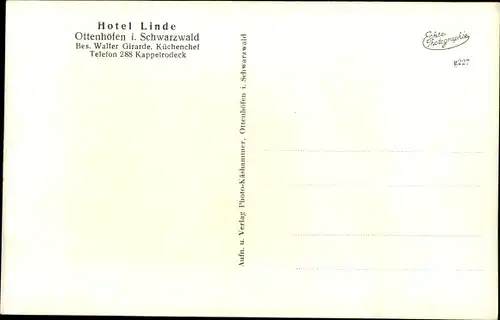 Ak Ottenhöfen im Schwarzwald, Hotel Linde