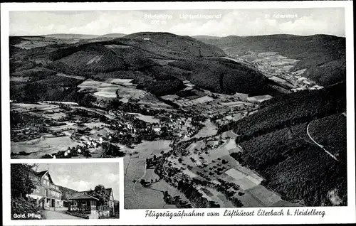 Ak Eiterbach Heiligkreuzsteinach Odenwald, Fliegeraufnahme, Gasthaus Goldener Pflug