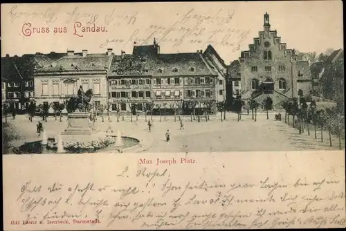 Ak Landau in der Pfalz, Max Joseph Platz, Denkmal