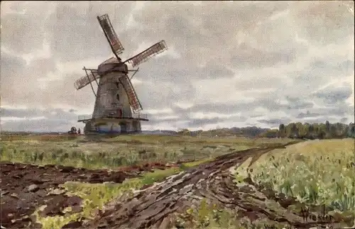 Künstler Ak Winkler, C. von, Estland, Alte Windmühle