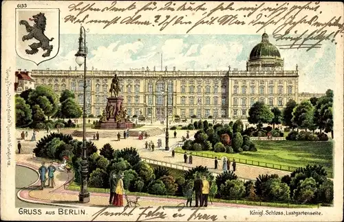 Litho Berlin Mitte, Königliches Schloss, Lustgartenseite, Wappen