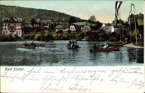 Ak Bad Elster im Vogtland, Ruderboote auf dem Luisa See