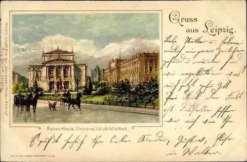 Litho Leipzig in Sachsen, Konzerthaus, Universitätsbibliothek
