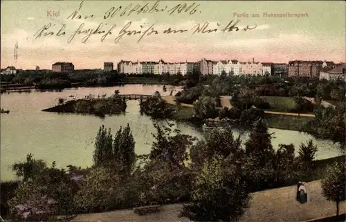 Ak Kiel in Schleswig Holstein, Partie am Hohenzollernpark