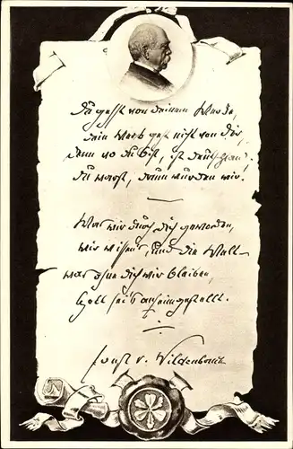 Gedicht Ak Ernst von Wildenbruch, Du gehst von Deinem Werke, Fürst Otto von Bismarck