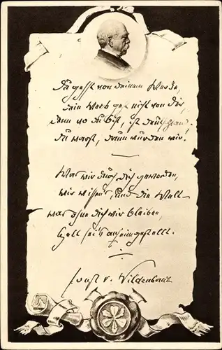 Gedicht Ak Ernst von Wildenbruch, Du gehst von Deinem Werke, Fürst Otto von Bismarck