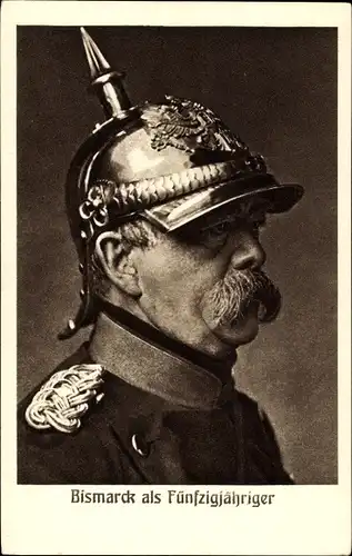 Ak Otto von Bismarck als Fünfzigjähriger, Pickelhaube, Portrait