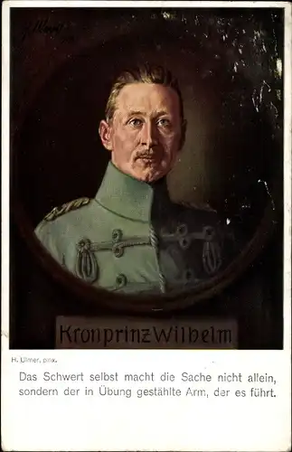 Künstler Ak Ulmer, H., Kronprinz Wilhelm von Preußen, Husaren Uniform, Portrait, Das Schwert selbst