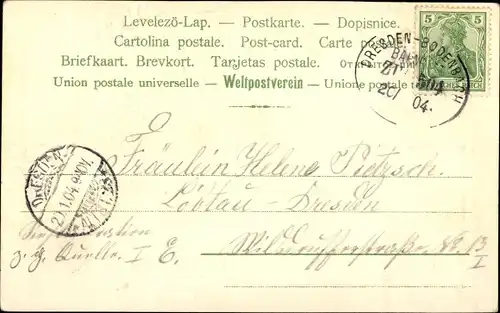 Litho Mädchen und Junge, Blumen, Kitsch