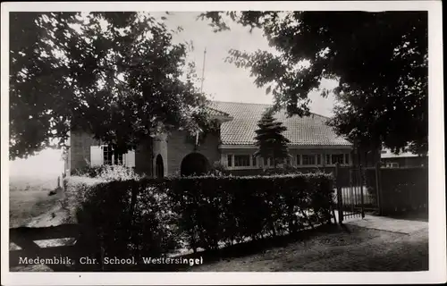 Ak Medemblik Nordholland Niederlande, Chr. School Westersingel