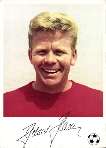 Autogrammkarte Fußballer Helmut Haller, AC Bologna, Reklame Knorr