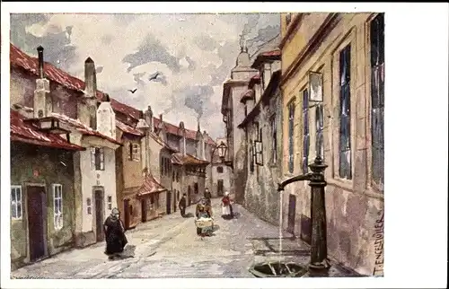 Künstler Ak Engelmüller, F., Praha Prag, La Ruelle d'Or, Zlatá ulicka, Goldenes Gässchen