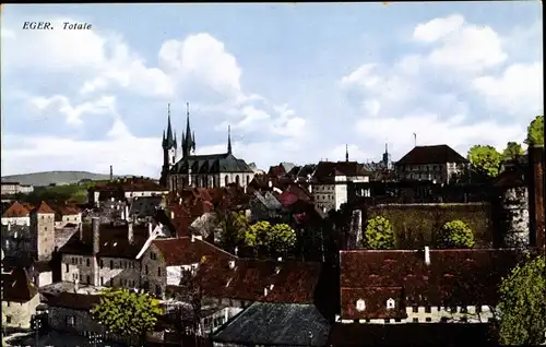 Ak Cheb Eger Region Karlsbad, Teilansicht mit Basilika