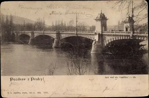 Ak Praha Prag, Brücke, Flusspartie