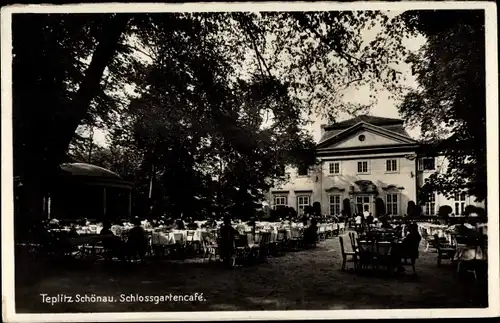 Ak Teplice Šanov Teplitz Schönau Reg. Aussig, Terrasse im Schlossgartencafé