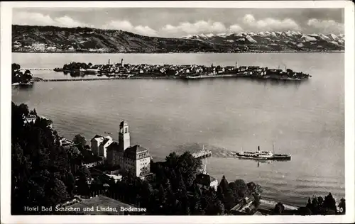 Ak Lindau am Bodensee Schwaben, Hotel Bad Schachen, Dampfer