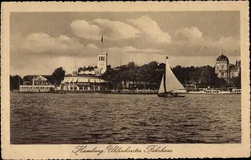 Ak Hamburg Nord Uhlenhorst, Fährhaus, Segelboot