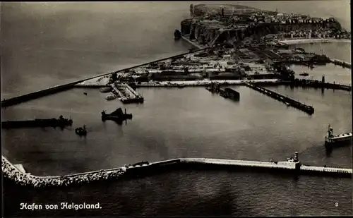 Ak Nordseeinsel Helgoland, Hafen, Luftbild