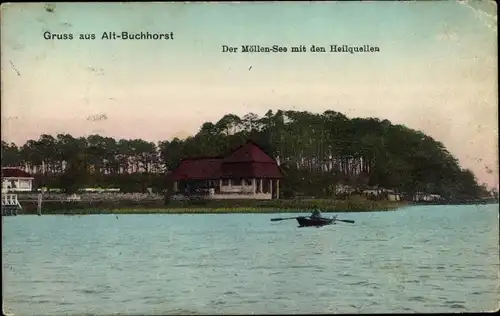 Ak Alt Buchhorst Grünheide in der Mark, Der Möllen-See mit den Heilquellen