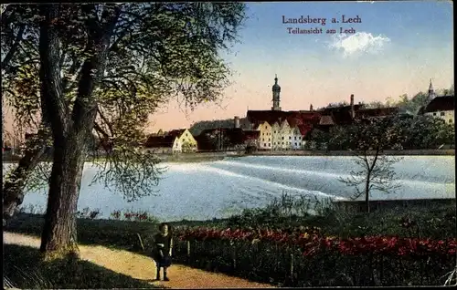 Ak Landsberg am Lech in Oberbayern, Teilansicht am Lech