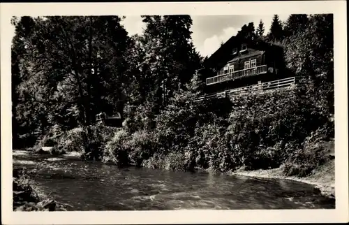 Ak Schwarzburg in Thüringen, Gaststätte Schweizerhaus im Schwarzatal