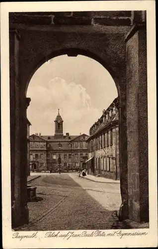 Ak Bayreuth in Oberfranken, Blick auf Jean Pauls Platz mit Gymnasium