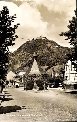 Ak Rhöndorf Bad Honnef am Rhein, Kapelle mit Drachenfels