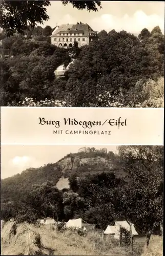 Ak Nideggen in der Eifel, Burg, Zeltplatz