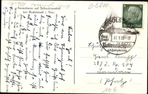 Ak Schwarzenshof Rudolstadt Thüringen, Ferienheim
