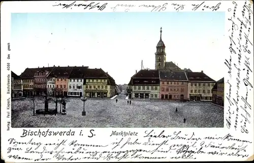 Leuchtfenster Ak Bischofswerda in Sachsen, Marktplatz