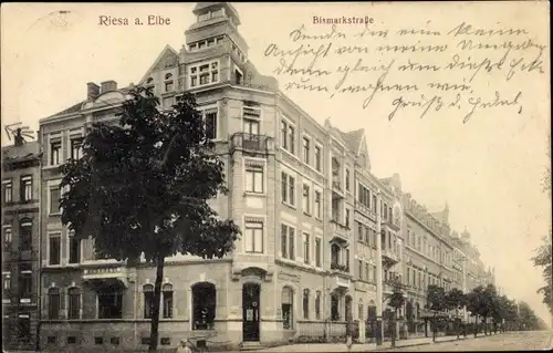 Ak Riesa an der Elbe Sachsen, Bismarckstraße