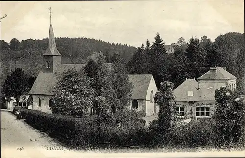 Ak Ouilly du Houley Calvados, Blick auf den Ort, Kirche