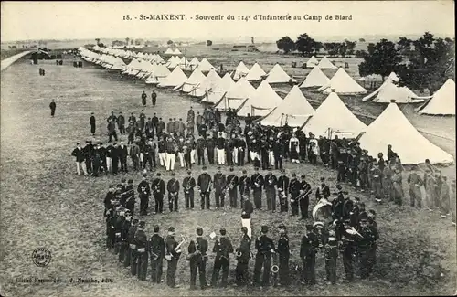 Ak Saint Maixent Deux Sevres, Camp de Biard, Zelte, 114e d'Infanterie, Französische Soldaten