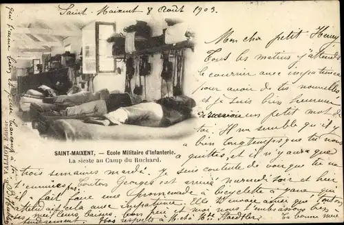 Ak Saint Maixent Deux Sevres, Ecole Militaire d'Infanterie, La sieste au Camp du Ruchard