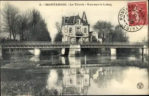 Ak Montargis Loiret, Le Tivoli, Vue sur le Loing