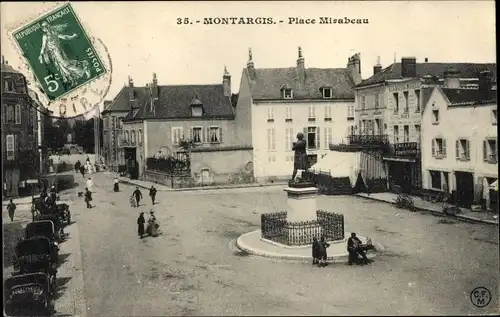 Ak Montargis Loiret, Place Mirabeau