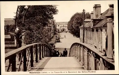 Ak Montargis Loiret, La Passerelle, Le Boulevard des Belles Manieres