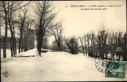 Ak Montargis Loiret, Le Patis inondé, Inondations de Janvier 1910, Allee