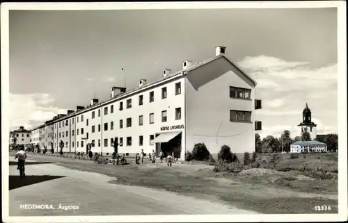 Ak Hedemora Schweden, Asgatan, Märtas Livsmedel, Kinder, Kirche