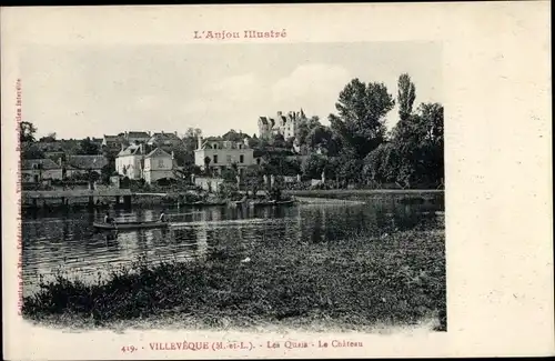 Ak Villeveque Maine et Loire, Les Quais, Le Château